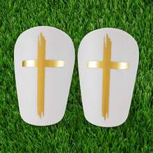 1 Pair Mini Size Football Shin Guards, Thick Impact Resistant Leg Pads, Comfortable & Lightweight, Durable Criss-Cross Design, Suitable For Training And Matches, Golden Cross Pattern - Golden Cross - View 6