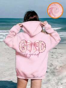 Tween Girl Fun Print Sweatshirt With Thermal Lining, Warm & Comfortable Hoodie For Autumn/Winter