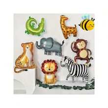 9pcs Animal Shaped Foil Balloons, Extra Large Lion Tiger Elephant Balloons, Forest Animal Giraffe Helium Balloons, Jungle Crocodile Zebra Monkey Giant Balloons, Children's Forest Animal Balloons - Multicolor - View 11