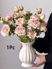 3支/1支复古风格人造玫瑰花，饰以仿真花，包含2朵花和1个花苞，情人节礼物 - 彩色 - 查看 17