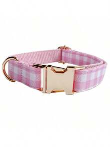 2026新款热销柔软舒适双层手工格纹锌合金宠物项圈，可调节套入式狗项圈，适合小型、中型和大型犬，宠物项圈/狗项圈/狗颈圈，锌合金材质，易于扣合解开，高端个性化宠物项圈，适合婚礼、情人节、生日等场合（由于面料差异，可能存在轻微批次和颜色差异，随机发货） - 彩色 - 查看 17