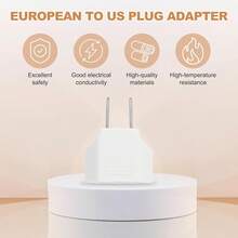 5 piezas Adaptador de enchufe de Europa a EE. UU., Adaptador de 2 tomas de la UE a enchufe de 2 clavijas de EE. UU., Cargador de viaje convertidor, 125V/250V 6A, Blanco - Tipo de Enchufe A USA (110-127V) - Ver 3