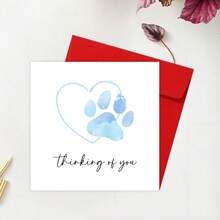 1PC Dog Condolence Card, We Miss You, Pet Death Card, Mourning Dog Paw Print Greeting Card - Multicolor - View 5