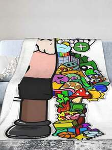 Kawss Kawaii Kaw Blanket The Ultimate Anime Fan Gift - Luxuriously Soft Flannel Blanket, Cartoon Printed Throw For Home, Camping, Travel, Perfect For Christmas & Birthdays - màu đen - Xem 1