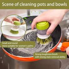 Kitchen Utensils Soap Dispenser Plate Brush Palm Brush Scrub Brush With Storage Stand And Drain Base, Easy To Clean Kitchenware And Sink, Including A Replaceable Brush (Green) - Multicolor - View 3