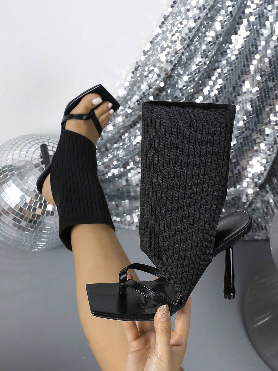 Giày sandal cao gót quai ngang thanh lịch dành cho nữ, phù hợp để đi làm. - màu đen - Xem 1