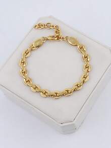 2-Piece Round Cuban Chain Set 24k Gold Plated Adjustable Necklace & Bracele Elegant Women's Gift Jewelry Set For Women - Vàng - Xem 5