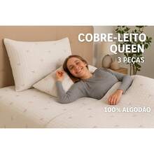 Queen Size Bedspread Set, 3 Pieces, Essencialle Cotton, 160 Thread Count, Various Colors, Blue Butterflies - Arcos - Ver 3