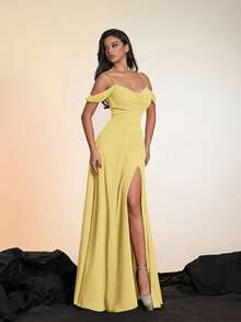 Váy dạ hội sang trọng cao cấp Smilprince - Vàng nhạt - Xem 7