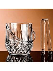 1pc Elegant Transparent Ice Bucket With Handle - Fashionable Portable Beverage Cooler, Suitable For Parties And Events - Transparent - View 11