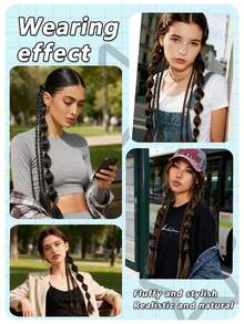 1/2 Packs 18" Lantern Bubble Braid Ponytail - Heat Resistant Synthetic Hair Extensions With Elastic Bands For Women, Christmas Party & Festival Hairstyle (Easy No-Braid Style) - Multicolor - View 3