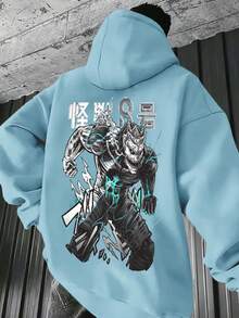 Sudadera con Capucha de Patrón de Monstruo de Anime para Hombres - Sudadera Marrón con Cremallera, Adecuada para Todas las Estaciones, Ropa Casual de Calle, Diseñpara Fans de Anime y Entusiastas de la Animación Japonesa - Ajuste Cómodo Diario, Sudadera de Anime, Ropa Cómoda, Diseño de Impresión Audaz, Tela Duradera, Estilo de Calle, Material Suave, Sudadera con Capucha, Entusiastas de la Ropa de Calle, Colección de Moda, Suéter Holgado, Diseño de Calle Audaz, Moda de Calle, Coleccionistas de Anime, Opción de Regalo para Entusiastas de Anime (Error de Diseño Izquierdo y Derecho Imposible): Marrón - Negro - Ver 4
