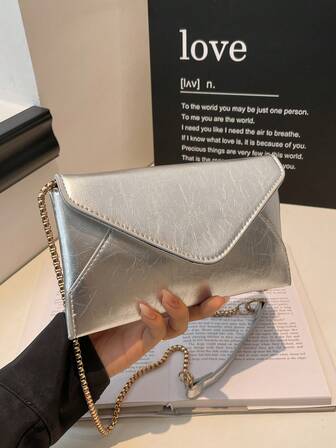 New Korean Style Shoulder Chain Bag, Fashion Chic Envelope Crossbody Bag, Personalized Ins Coin Purse Phone Bag, Suitable For Shopping, Wallet, Young Women, College Students, Beginners, White-Collar. Ideal For Office, University, Work, Business, Commuting, Outdoor Activities, Travel And Picnics