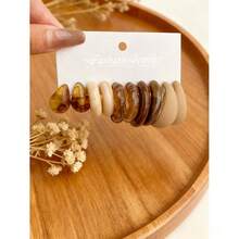 "1 Set (5 Pairs) Cross-Border Comma & Water Drop & Simple C Stud Earrings - Lovely & Minimalist Earring Set" - 彩色 - 查看 1