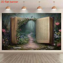 2D Flat Banner - Magical Forest Book Background Banner - Extra-Large Party Decoration - 1 - View 2