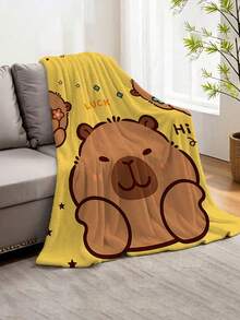 1pc Cute Capybara Printed Blanket - Soft Flannel, Lightweight For All Seasons, Great For Sofa, Bed, Beach, Camping, Ideal For Halloween And Birthday Gifts, Machine Washable - Multicolor - View 4