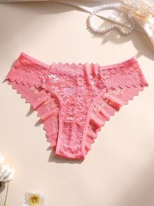 7条装女士性感蕾丝拼接比基尼内裤低腰无缝三角裤镂空舒适透气内衣