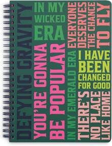 Co Cute Mini Spiral Notebook For Theater Lovers, 8.25" X 6.25" Journal With Durable Hardcover And 160 Lined Pages, Wicked Word Art - 彩色 - 查看 1