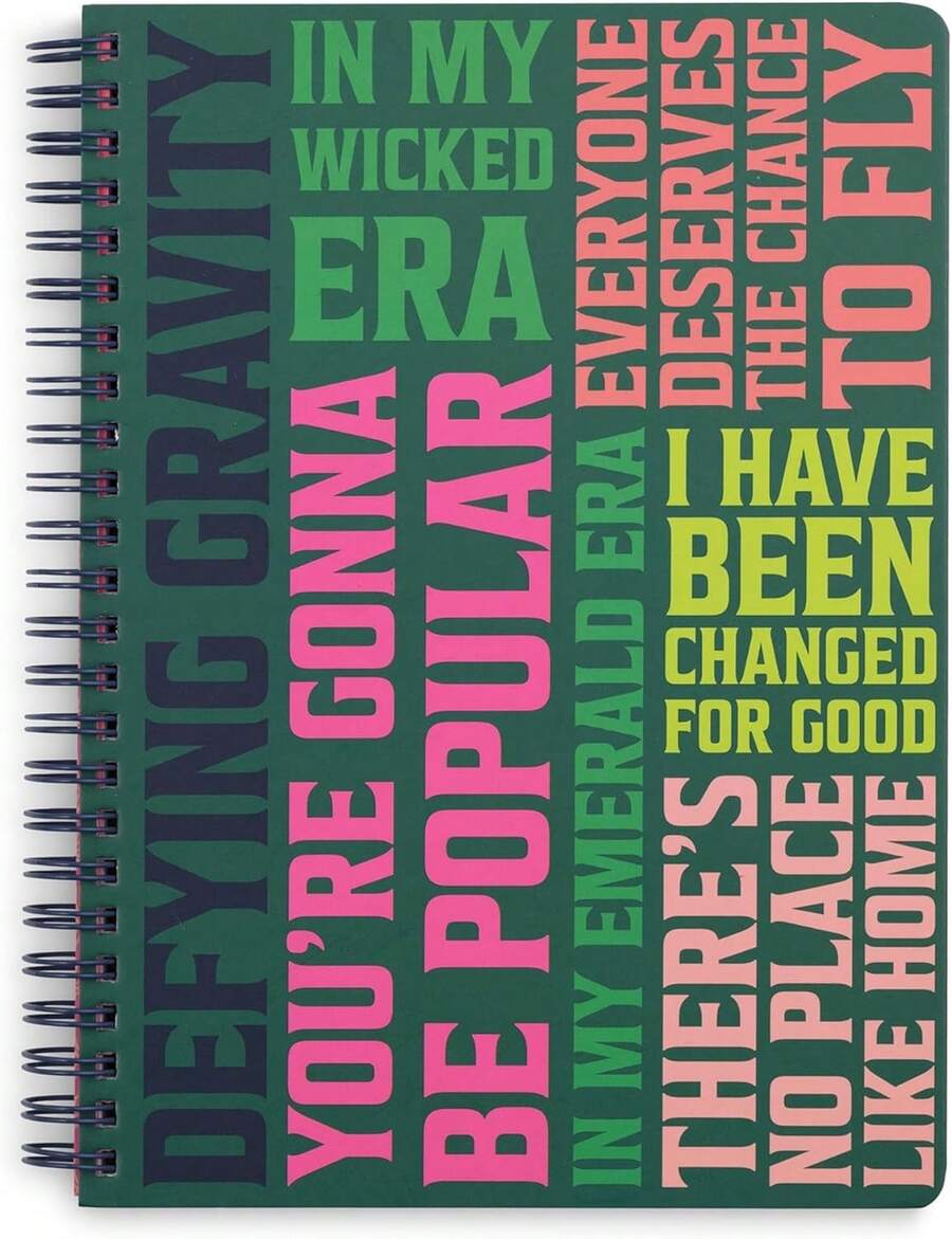 Co Cute Mini Spiral Notebook For Theater Lovers, 8.25" X 6.25" Journal With Durable Hardcover And 160 Lined Pages, Wicked Word Art - 彩色 - 查看 1