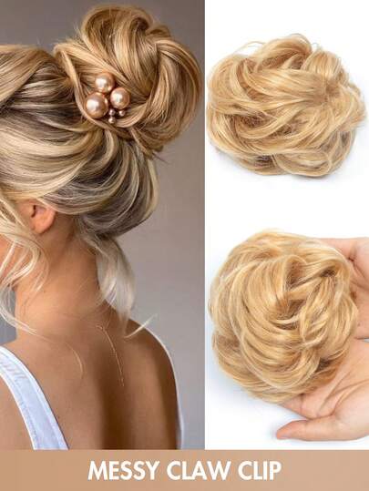 [Hot Selling] Chic Messy Curly Hair Chignon Claw Clip Elegant Claw Clip Bun Hair Extension For Women Versatile Daily Use Soft, Fluffy & Durable Elastic Bun Extension For Women, Versatile Colors Available