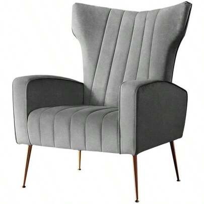 Armchair Velvet Grey Arm Recliner Lounge Dining Chairs Sofa Nursing Occasional Seat Reading Seating Armchairs Home Living Room Bedroom Furniture With Extra Wide Back Design