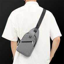 Bolso bandolera para hombre, ideal para senderismo, mochila impermeable de nailon. - Gris - Ver 8