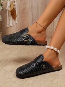 2024 Spring New Boken Thick Sole Slip-On Mule Sandals For Women - Black - View 5