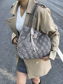 2025新款时尚大容量手提包 女士单肩包 韩版腋下手提包 - 灰色 - 查看 2