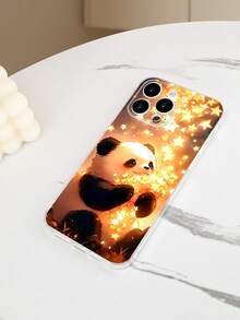 Funda de teléfono con diseño de oso panda y estrellas brillantes, estampado con panda sosteniendo luces doradas en un ambiente mágico, estilo encantador ideal para celebraciones festivas y uso diario, diseño de cuento romántico, funda transparente, resistente a golpes, alta transparencia, compatible con iPhone17/16/15/14/13/12/11/Plus/Pro/ProMax, compatible con Galaxy A34/A35/A54/A55, Galaxy S20/S21/S22/S23/S24/S25 Ultra/Plus, compatible con Moto/Galaxy/Redmi/Honor/OPPO - transparente - Ver 8