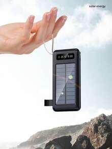 Cargador solar de 20000 mAh, batería externa portátil para teléfono, con puerto USB dual QC3.0, ideal para todo tipo de celulares y dispositivos electrónicos. - Multicolor - Ver 7