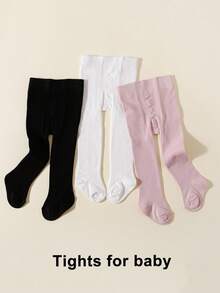 3pcs/Pack Baby Girls' Solid Color Leggings, Versatile All-Match Tights For All Seasons - Multicolor - View 11