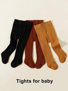 3pcs Kids Solid Color Simple Style Leggings, Suitable For Daily Wear - Multicolor - View 12