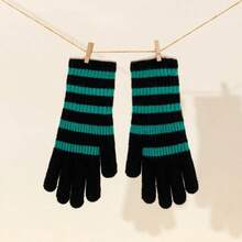 1 Pair Striped Extended Length Fingerless Gloves For Women - Winter Warm Cold-Proof INS Style Gloves - Multicolor - View 3