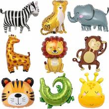 9pcs Animal Shaped Foil Balloons, Extra Large Lion Tiger Elephant Balloons, Forest Animal Giraffe Helium Balloons, Jungle Crocodile Zebra Monkey Giant Balloons, Children's Forest Animal Balloons - Multicolor - View 14