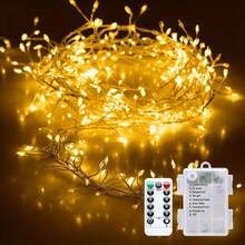 1 件仙女灯串，200/100/50 LED 灯珠，8 种模式，带遥控器和定时器，室内/室外经典电池供电装饰照明，卧室派对，花园树派对装饰，圣诞节万圣节节日装饰 - 電池盒 - 查看 22