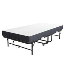 190 * 96 Cm Klapp-Twin-Bett Mit 9.5 Cm Memory-Foam-Matratze, Tragbares Gästebett/Rollbett, Stabilizer Metallrahmen - Black - View 6