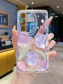 1个极简紫粉郁金香图案奶油大理石纹理加厚防摔镜头保护手机壳，兼容 17/17 Pro/17 Pro Max/17 Air/16/11/16 Pro/16 Plus/16 Pro Max/16e/15 Pro Max/13/14/12/11/7G/8P，Galaxy S25/S25 Plus/S25 Ultra/A05/A05S/A06/A07/A16，科技爱好者的时尚之选 - 無色 - 查看 1