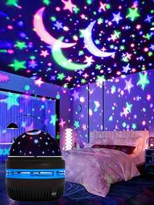 1个LED投影灯，多种颜色图案，遥控器，星空投影仪，卧室夜灯投影仪，水波投影仪，星空投影仪，家庭影院，天花板投影仪，圣诞装饰礼物，情人节礼物，露营，婚礼装饰，浪漫夜灯 - 彩色 - 查看 16