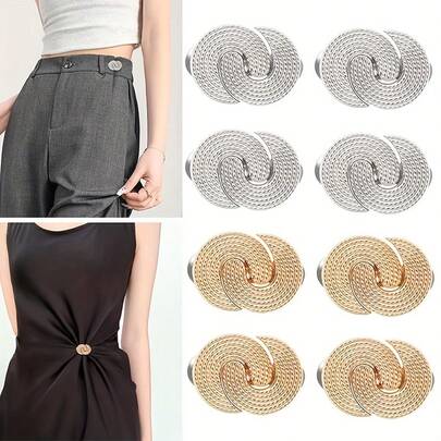 1/2/3 Pairs Adjustable Waist Buckle, Seamless Detachable Skinny Jeans, Spiral Instant Adjustment Buckle, Fashionable Elegant Swirl Button Accessory For Pants And Skirts - Silver And Black Gold Color
