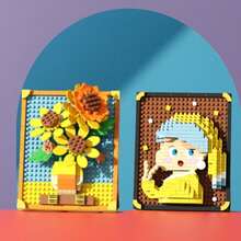 Pixel Art Micro-Particle Building Blocks Toy, Adult Stress Relief DIY Gift, Starry Night & Sunflower Decor - Multicolor - View 12