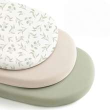 婴儿床弹力床单，男女宝宝通用，柔软透气，适用于椭圆形摇篮、摩西篮和长方形床垫。