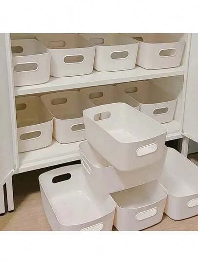 6pcs Multi-Functional Storage Box Set - Suitable For Storing Cosmetics, Snacks, Etc. - Plastic Material, Can Be Used In Kitchen, Bathroom And Dorm