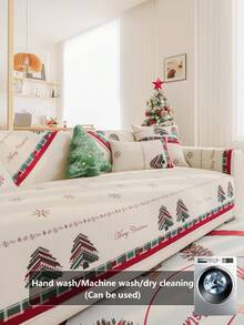 1PC Christmas Style Sofa Cover, Soft Comfortable Skin-Friendly, Can Be Spread Or Covered, Machine Washable And Hand Washable, Pet Furniture Protector Sofa Cover, Suitable For All Seasons, Holiday And Daily Use For 2/3/4 Seat Sofa (Multiple Sizes Available) Autumn Decor, Room Decor, Back To School, School Supplies, - Beige - View 8