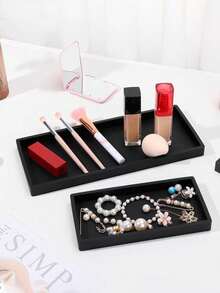 11.8*4.9 Inch Rectangular Silicone Cosmetic Tray, Bathroom Storage Tray, Jewelry Tray, Kitchen Soap Dish Holder, Countertop Storage Tray. Suitable For Holding Cosmetics, Perfumes, Jewelry, Candles, Etc., And Can Also Be Used As A Coffee Table Decorative Tray. Suitable For Vacation Beaches, Bathrooms, Bedrooms, Etc. Large Capacity. - 彩色 - 查看 2