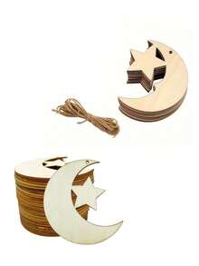 10/20pcs Moon & Star Decorative Wooden Blanks Children's DIY Painting Kit Star-Moon Design Unfinished Wooden Blanks Suitable For Wall Hanging Islamic Eid Al-Fitr Midsummer Night Party Birthday Scenes Party Scene Decorations Lantern Pendants Middle Eastern Festival Ornaments Christmas Decorations, Gift Tags & Handicrafts - Multicolor - View 9
