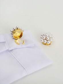 2个可爱纽扣套，可装饰衬衫袖扣，优雅仿珍珠纽扣夹，女士衬衫扣盒，无需缝纫，手工制作节日礼物