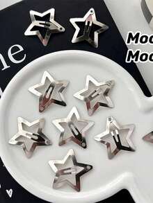 20个星形发夹，2000年代Y2K风格按扣式星形发卡，银色金属发饰，适合女孩和女士，街头风爪夹发卡，学校用品，婚纱，节日装饰，婚礼和角色扮演。 - 彩色 - 查看 4