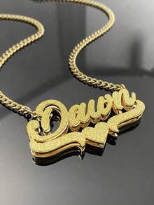 Customized Stainless Steel Double Layer Necklace, Heart & English Letter Clavicle Chain Pendant Jewelry, Ideal Gift For Couples, Friends, Family, Mother's Day - Multicolor - View 10