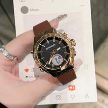 New Dual Display Watch, Three-Needle Electronic Screen, Luminous, Sports Wristwatch, Multi-Function Alarm Clock, Women's Electronic Watch