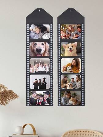 黑色胶片卡纸相框，复古风格可折叠纸质照片展示框，多卡槽可放置5/6/7英寸照片，创意家庭壁挂装饰相框